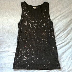 DKNY Black sequined tank top